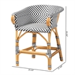 Pemberly Row Rattan Bistro Counter Stool with Footrest and Armrests