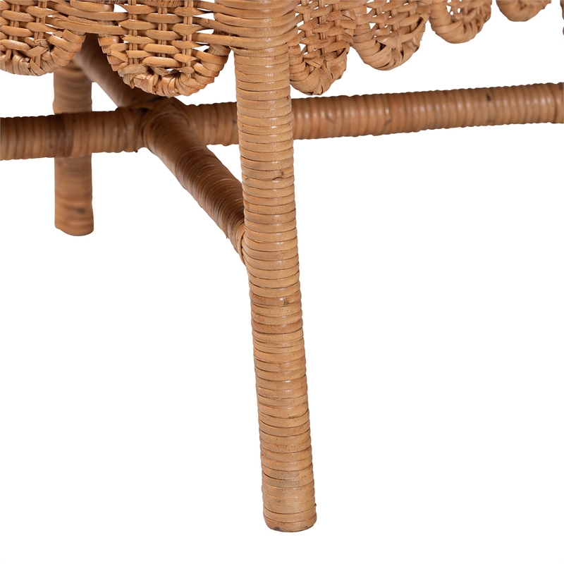 Pemberly Row Natural Rattan 2-Piece Dining Chair Set with Floral Back