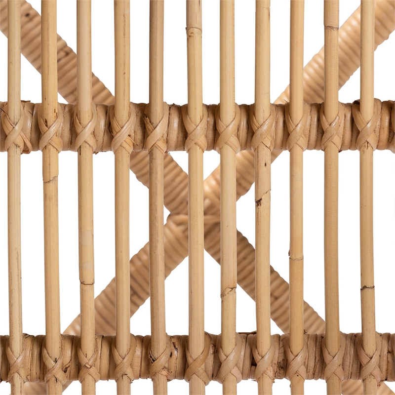 Pemberly Row Contemporary Natural Rattan Counter Stool with Bubble Motif