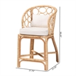 Pemberly Row Contemporary Natural Rattan Counter Stool with Bubble Motif