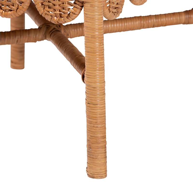 Pemberly Row Natural Rattan 2-Piece Dining Chair Set with Bow Back