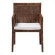 Pemberly Row Rattan Dining Chair with Cushion in Antique Coffee