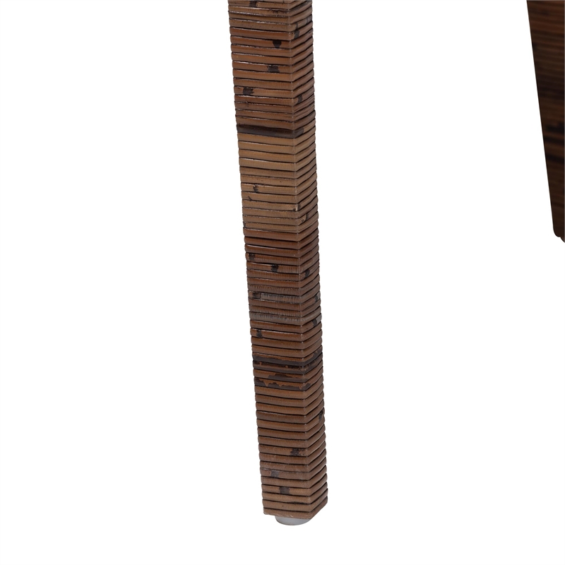 Pemberly Row Rattan Dining Chair with Cushion in Antique Coffee