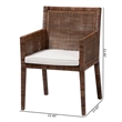 Pemberly Row Rattan Dining Chair with Cushion in Antique Coffee