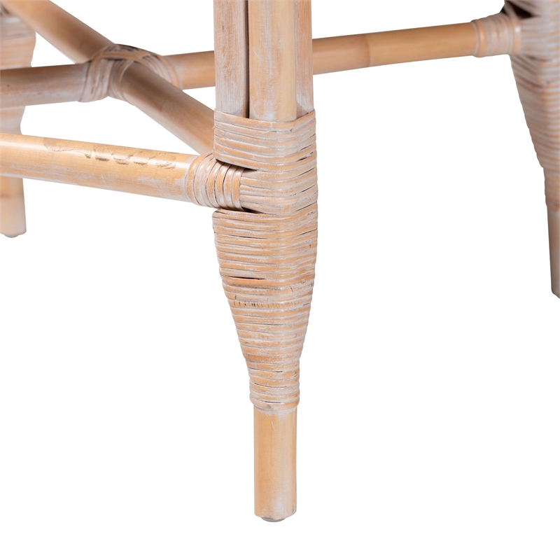 Pemberly Row Contemporary Natural Rattan Counter Stool with Lattice Back