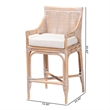 Pemberly Row Contemporary Natural Rattan Counter Stool with Lattice Back