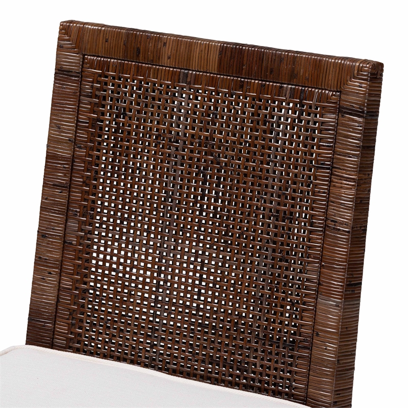 Pemberly Row Rattan Dining Chair with Lattice Back in Antique Coffee