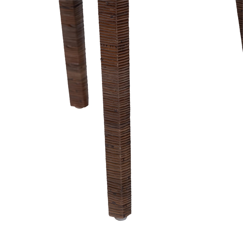 Pemberly Row Rattan Dining Chair with Lattice Back in Antique Coffee