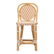 Pemberly Row Rattan Bistro Counter Stool with Round Back in Beige