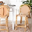 Pemberly Row Rattan Bistro Counter Stool with Round Back in Beige