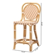 Pemberly Row Rattan Bistro Counter Stool with Round Back in Beige
