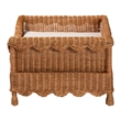 Pemberly Row Natural Rattan Pet Bed with Scalloped Sides and Cushion