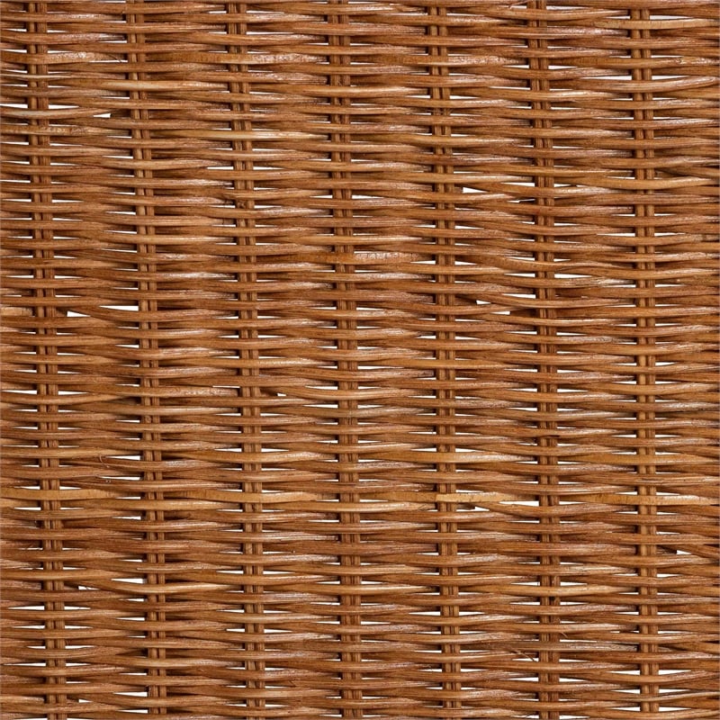 Pemberly Row Natural Rattan Pet Bed with Scalloped Sides and Cushion