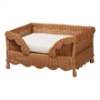 Pemberly Row Natural Rattan Pet Bed with Scalloped Sides and Cushion