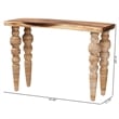 Pemberly Row Teak and Seagrass Console Table with Bobbin Legs