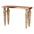 Pemberly Row Teak and Seagrass Console Table with Bobbin Legs