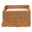 Pemberly Row Natural Rattan Pet Bed with Scalloped Base and Cushion