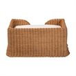 Pemberly Row Natural Rattan Pet Bed with Scalloped Base and Cushion