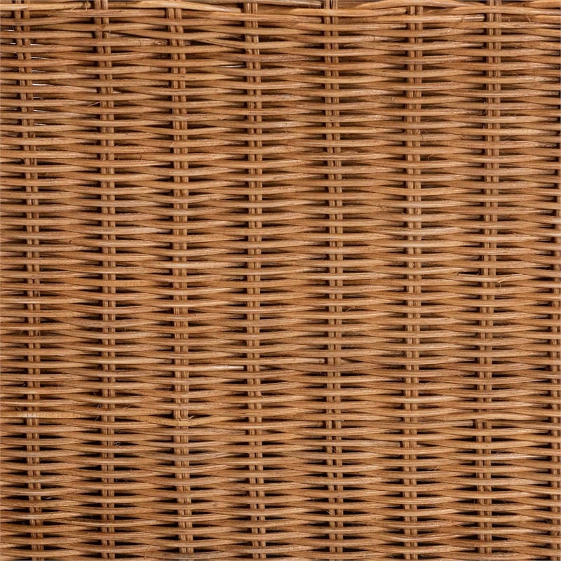 Pemberly Row Natural Rattan Pet Bed with Scalloped Base and Cushion