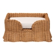 Pemberly Row Natural Rattan Pet Bed with Scalloped Base and Cushion