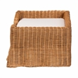 Pemberly Row Natural Rattan Pet Bed with Scalloped Base and Cushion