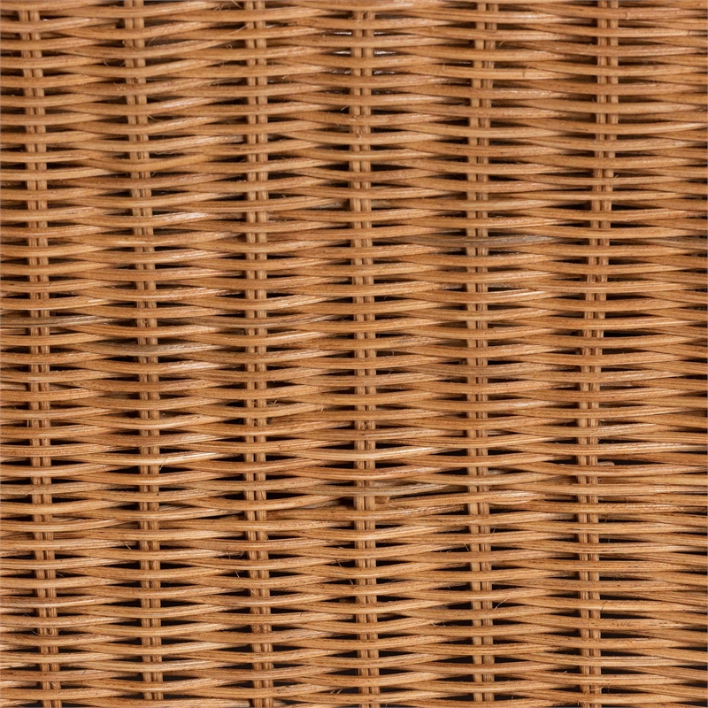 Pemberly Row Natural Rattan Pet Bed with Scalloped Base and Cushion