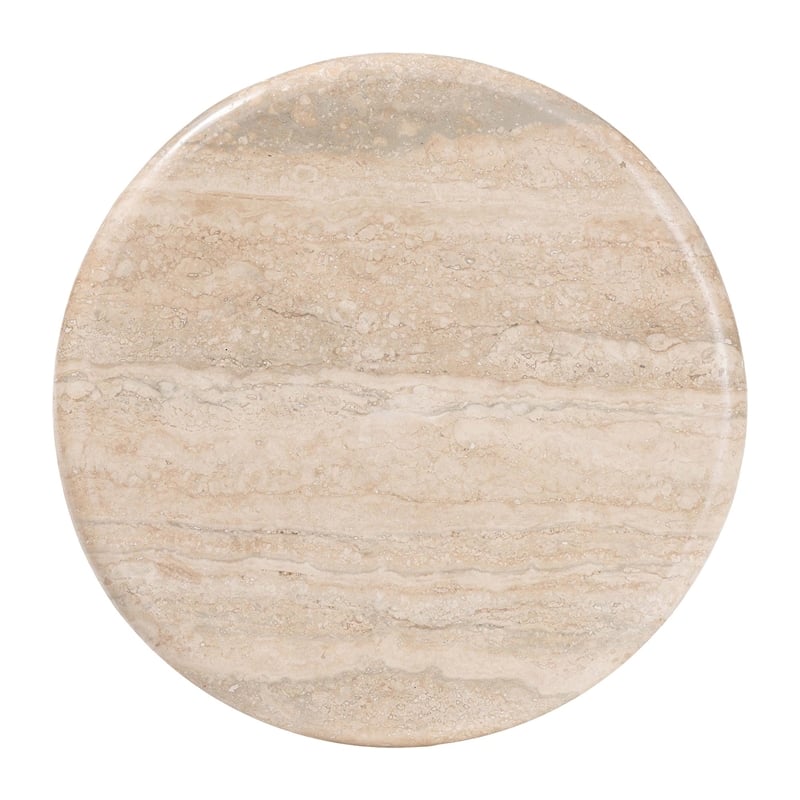 Pemberly Row Contemporary Marble Stone Top Sculpted Pedestal End Table