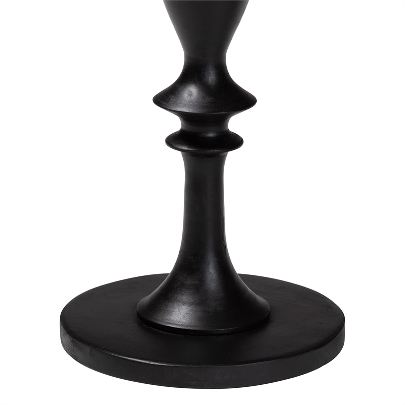 Pemberly Row Contemporary Marble Stone Top Turned Pedestal End Table