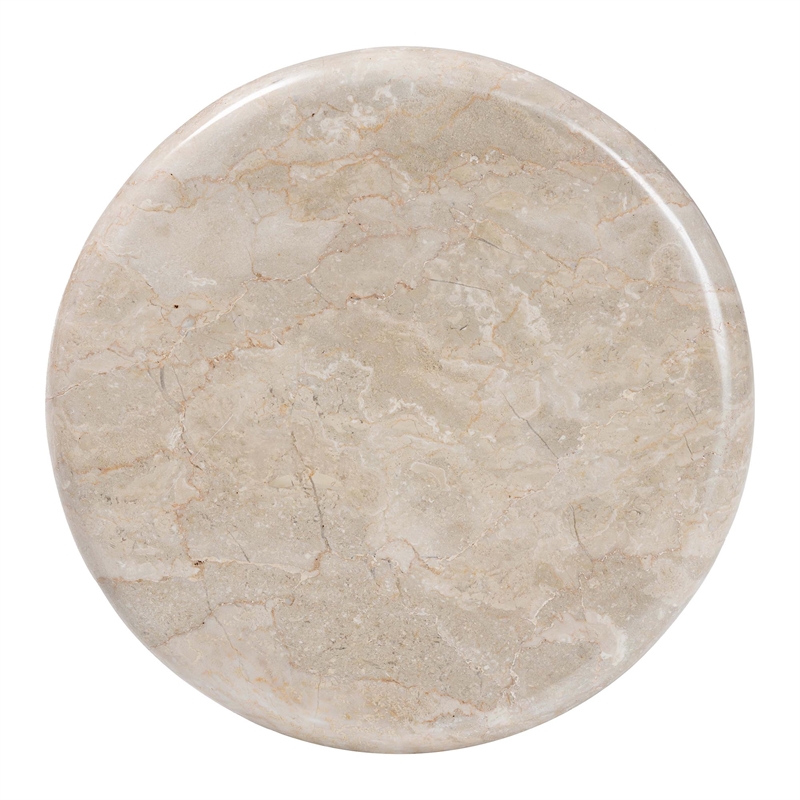 Pemberly Row Contemporary Marble Stone Top Turned Pedestal End Table