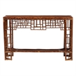 Pemberly Row Marbled Tortoise Rattan Console Table with Shelf