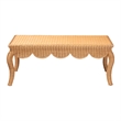 Pemberly Row Rattan Coffee Table with Scalloped Edge and Cabriole Legs