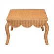 Pemberly Row Rattan Coffee Table with Scalloped Edge and Cabriole Legs