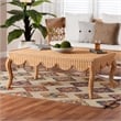 Pemberly Row Rattan Coffee Table with Scalloped Edge and Cabriole Legs