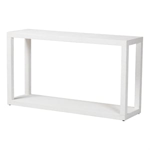 Pemberly Row Contemporary Grasscloth 2-Tier Console Table in White