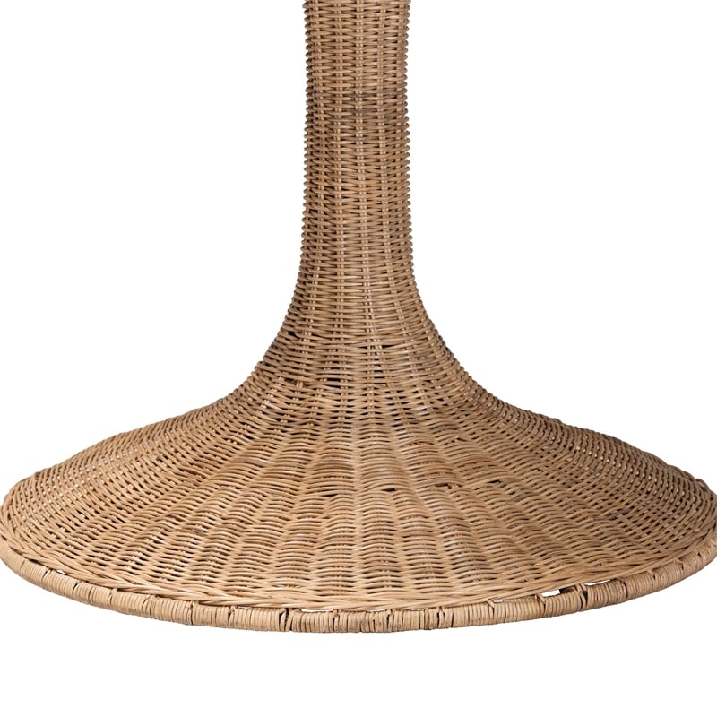 Pemberly Row Contemporary Rattan Round Tulip Dining Table for 4