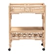 Pemberly Row Contemporary Rattan 2-Tier Wine Cart with 6-Bottle Storage