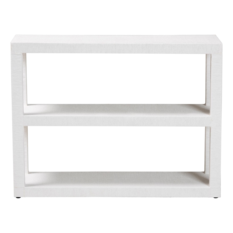 Pemberly Row Contemporary Grasscloth 3-Tier Bookshelf in White