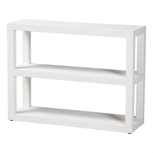 Pemberly Row Contemporary Grasscloth 3-Tier Bookshelf in White