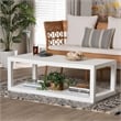 Pemberly Row Contemporary Grasscloth 2-Tier Coffee Table in White