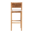 Pemberly Row Contemporary Seagrass and Mahogany Bar Stool with Cushion