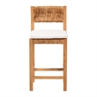 Pemberly Row Seagrass and Mahogany Counter Stool with Cushion