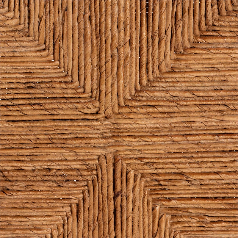 Pemberly Row Seagrass and Mahogany Counter Stool with Cushion