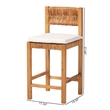 Pemberly Row Seagrass and Mahogany Counter Stool with Cushion