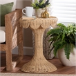 Pemberly Row Contemporary Rattan Tulip End Table with Scalloped Edge