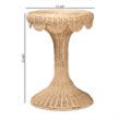 Pemberly Row Contemporary Rattan Tulip End Table with Scalloped Edge