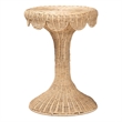 Pemberly Row Contemporary Rattan Tulip End Table with Scalloped Edge