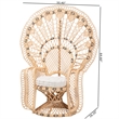 Pemberly Row Contemporary Rattan Peacock Chair with Fan Back and Cushion