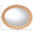 Pemberly Row Natural Rattan Oval Wall Mirror with Braided Frame