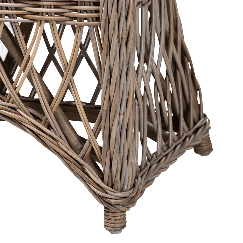 Pemberly Row Contemporary Rattan Open-Weave Armchair with Cushion