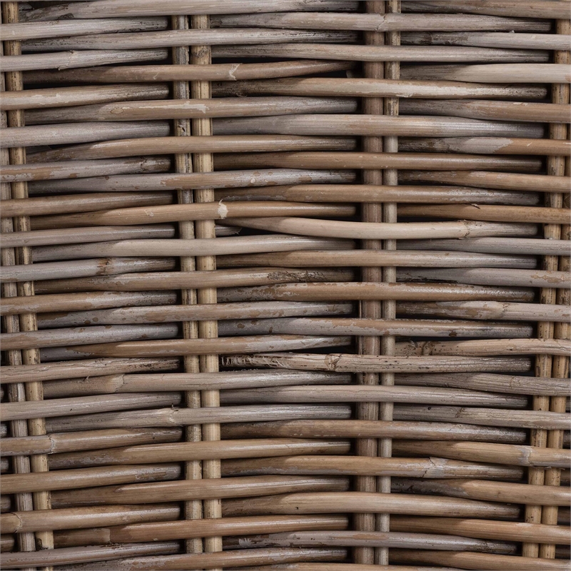 Pemberly Row Contemporary Rattan Open-Weave Armchair with Cushion